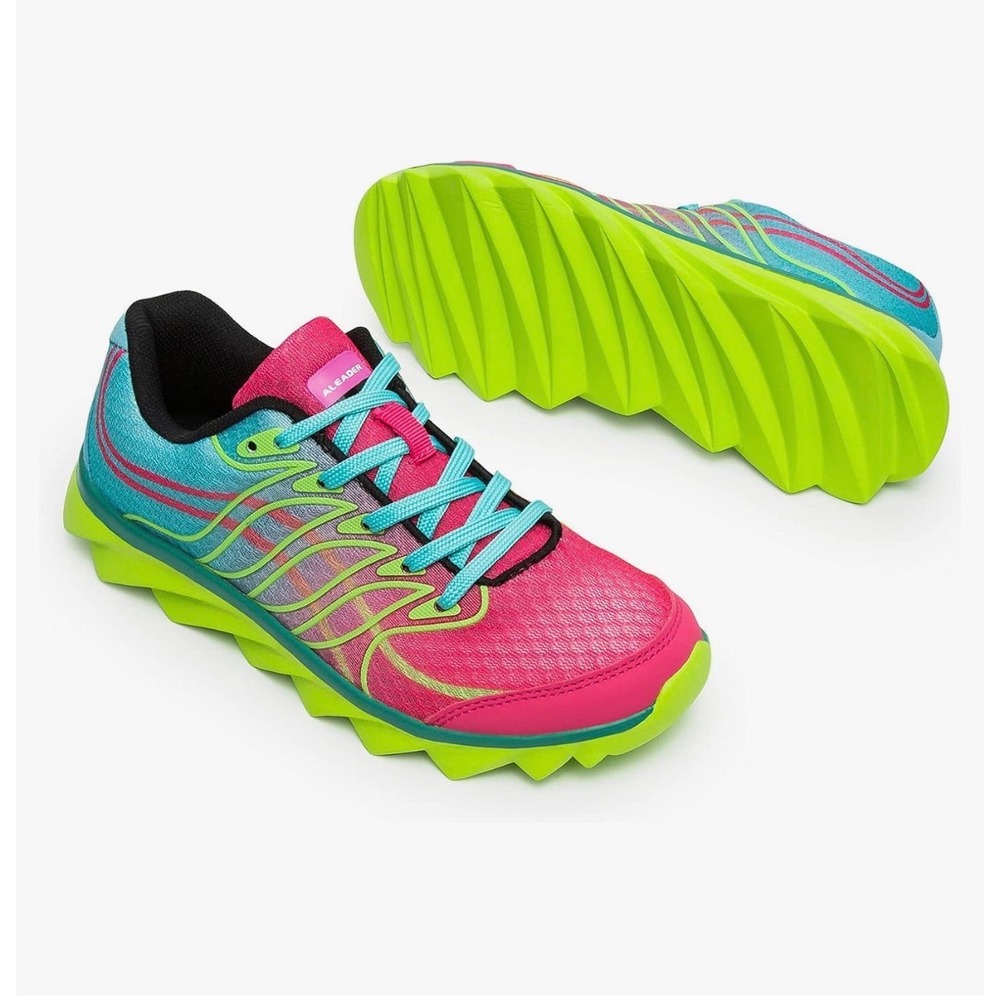 Aleader Adventure Womens 7 Running Shoes Pink Blue Neon Green Mesh Sneakers
